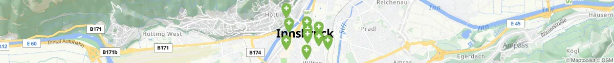 Kartenansicht für Apotheken-Notdienste in der Nähe von Innsbruck Innenstadt (Innsbruck  (Stadt), Tirol)